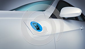 EV or Electric transparent car with charging icon photo