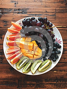 Close up of exotic fruit platter.