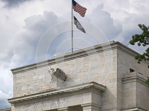 Close up of the exterior of the federal reserve building