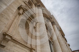 Close up exterior of St. Peter`s Basilica rome italy important t