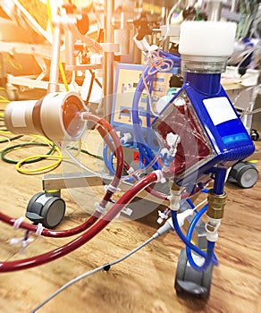 Close up Extracorporeal membrane oxygenation ECMO in Seriously ill patients in intensive care unit with a artificial blood