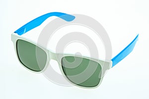 Close up of eye glasses isolated on white background