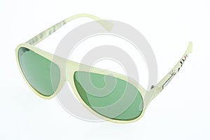 Close up of eye glasses on white background