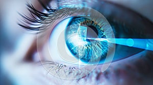 Close-up of eye in Lesik eye surgery for vision precision