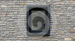 Modern Window Set in Natural Stone Wall