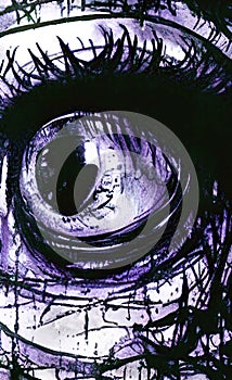 Close-up of an eye looking afraid AI art