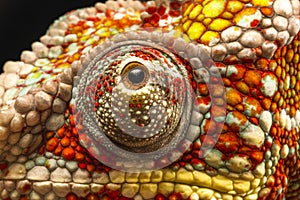 Close up of the eye of a Panther Chameleon (Furcifer pardalis)