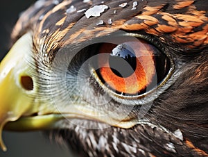close up eye of predator bird