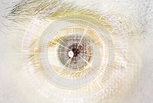 Close up eye of technologies in the future