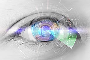 Close up eyes of technologies in the futuristic. : eye cataract