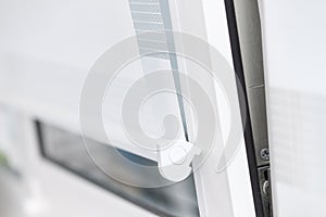 Close up of fabric window roller, open system day and night