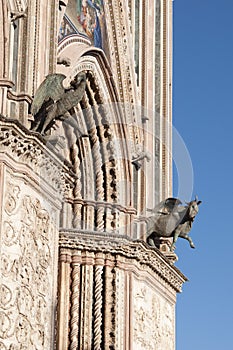 Close up of facade of Orvieto cathedral