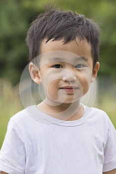 Close up face of asian children looking to camera