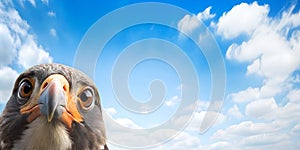 Close up of Face falcon in the afternoon sky background
