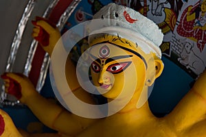 Close up of face of Hindu Goddess Durga