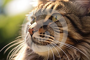 Close up of face of Main Coon cat