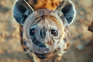 Close up of face of wild Hyena