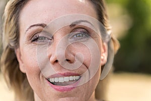 Close up of the face of an woman