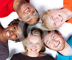 Close-up faces of Multi-racial college students