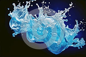 Close up falling drop of clear water with waves splash purity liquid reflection transparent macro photography impact