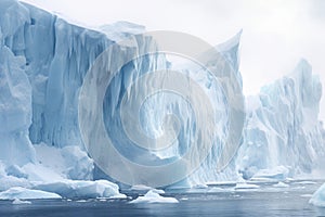 close-up of falling ice chunks during iceberg calving