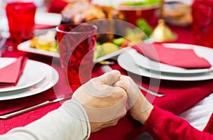 Close up of family christmas dinner at home