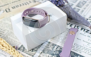 Close up of fancy luxury watch with box for men or women use for your health tracker