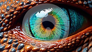 Close-up of fantasy dragon eye. Mythological evil. Dangerous creature