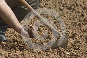 Close up of a farmer working on the farm