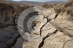 close-up of fault line, with visible movement and tremors