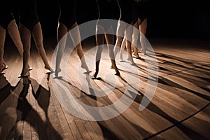 Close Up Of Feet In Children's Ballet Dancing Class.