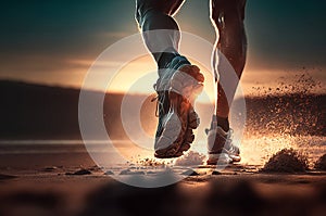 Close Up Feet of Runner Running Toward Forest AI Generated