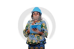 Close up of female engineer working with safety cap