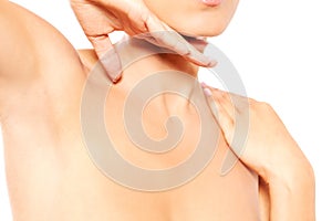 Close up of female neck and shoulder