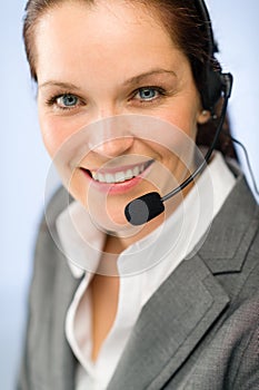 Close up of female support phone operator