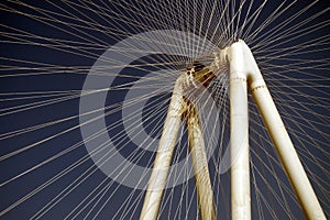 Close-up of a ferris wheel center, massive structure showing engineering works details