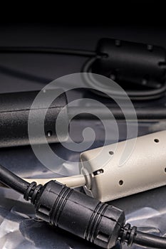 Close up of a ferrite bead inductor