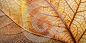 Close up of Fiber structure of dry leaves texture background. Cell patterns of Skeletons leaves, foliage branches, Leaf veins photo