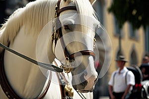 a close up of a fiddlers horse heads in Vienna, Austria