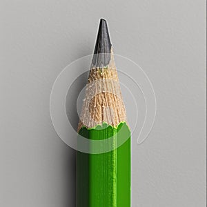 close-up of a finely sharpened green pencil on a gray background. Generative Ai