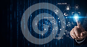 Fingerprint Scan With Digital Network And Binary Code Background