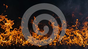 Close-Up of Fire on Black Background