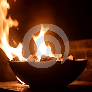 Fire pit flames at night