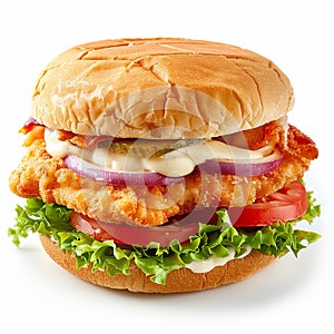 Close up of fishburger isolated on white.