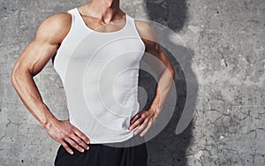 Close up fitness portrait of white man