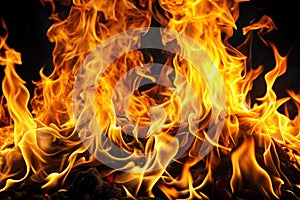 Close-up of fire and flames on a black background
