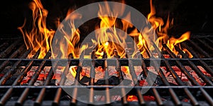 Close-Up of a Flaming Grill