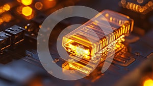 Close-Up of NOR Flash Memory Module on Microcontroller Circuit Board