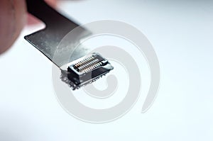 Close-up flat cable flex cable on white background