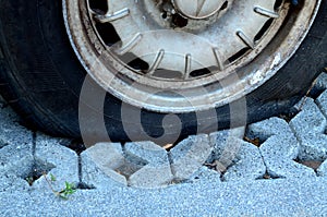 Close up flat tire